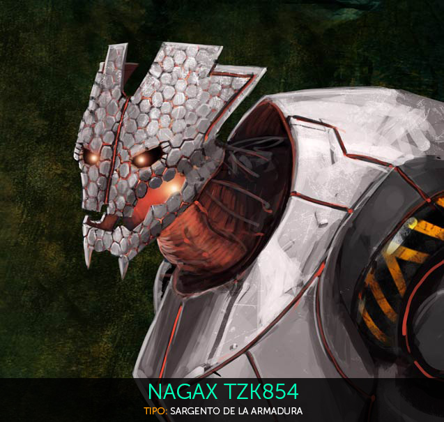 Nagax es un sargento de La Armadura, concretamente pertenece al cuerpo de la Patrulla del Muro, una élite de robots cuyo cometido es el de patrullar los exteriores de la ciudad para la detección de movimientos AntoDoctrina. Su gran fortaleza y su determinación le han ido valiendo diferentes ascensos hasta hallarse en su posición actual, liderando las patrullas que salen a reconocer los exteriores del muro.